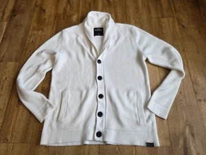 Hollister men's creamy V neck knitted cardigan/jumper size L - Picture 1 of 7