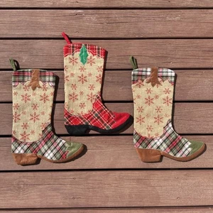 Weihnachten Cowboystiefel Strümpfe Kunstleder Stoff Western 3er Set - Bild 1 von 7