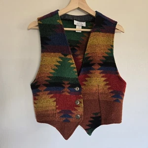 Multicolor Southwestern Wolldecke Stil Weste Damen M Vintage - Bild 1 von 13