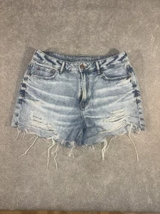 American Eagle Tom Girl Comfort Stretch Jean Shorts Distressed Size 10 - Picture 1 of 9