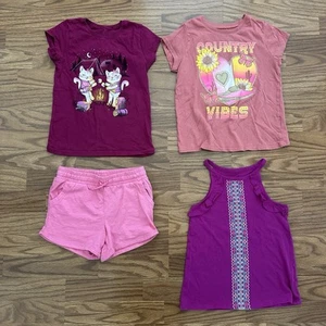 4pc Mixed Lot Girls Jumping Beans The Children’s Place Summer Tops Shorts EUC! - Picture 1 of 17