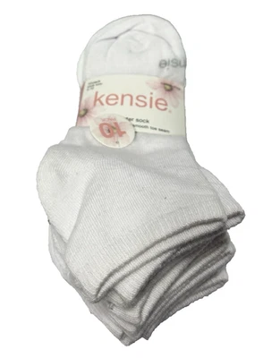 10-Pack Kensie White Quarter Socks Moisture-Wicking Smooth Toe Seam 4-10 NEW — 第 1/4 张图片
