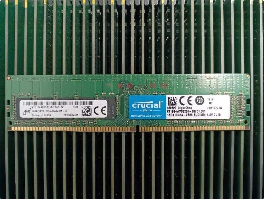1Pcs SuitableFor 16G 2RX8 PC4-2666V pure ECC server memory MTA18AF2G72AZ-2G6D1ZK - Image 1 of 1