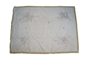 Chinoiserie Gold Faux Fur Painted Suede Floral Butterfly Throw Blanket 57" x 76" - Picture 1 of 12