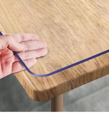1.5mm Thick Clear Transparent Vinyl PVC Tablecloth Table Protector Plastic Cover - Image 1 of 4