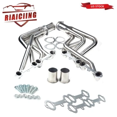 Cabezal de escape de acero inoxidable para 73-85 Chevy/GMC bloque pequeño tubo largo 1-5/8 2x2/4x4 Foto 1 de 4