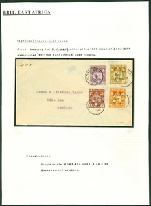 1897 stamps of Zanzibar overprinted 'British East Africa' on local cover... - Picture 1 of 2