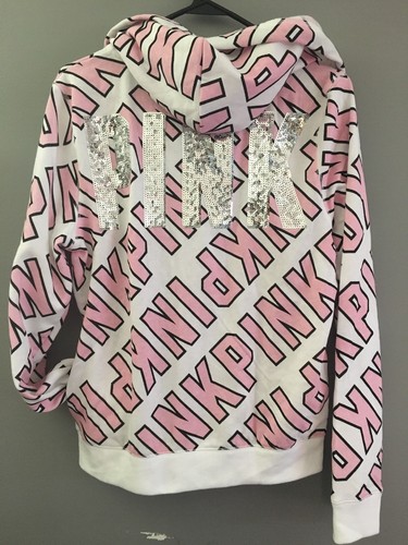UNDERCOVER FELPA CON CAPPUCCIO VICTORIA'S SECRET ROSA GRAFICA PILE SFILATA FULL ZIP MEDIA