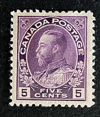 Canadian Stamp, Scott #112 5c King George V 1922 VF M/H. Violet color. - Image 1 of 4