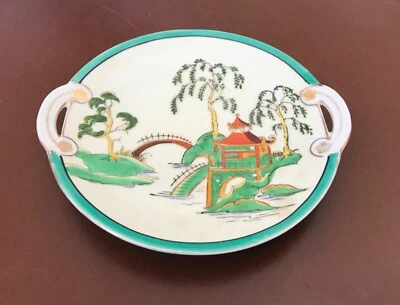 VTG NORITAKE Hand-Painted Cake Plate with Handles..Oriental Scene - Image 1 of 4
