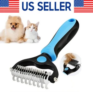 Herramienta profesional de aseo de mascotas 2 lados capa inferior perro gato desprendimiento peine cepillo mascota - Imagen 1 de 12