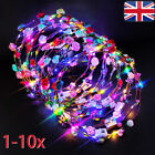 10x LED Korona Podświetlane Kwiatowy wieniec Opaska na włosy Opaska na głowę Girlanda Impreza_UK