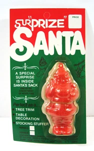 De colección Surprise Santa 2 piezas plástico duro Navidad Santa adorno stock antiguo - Imagen 1 de 2