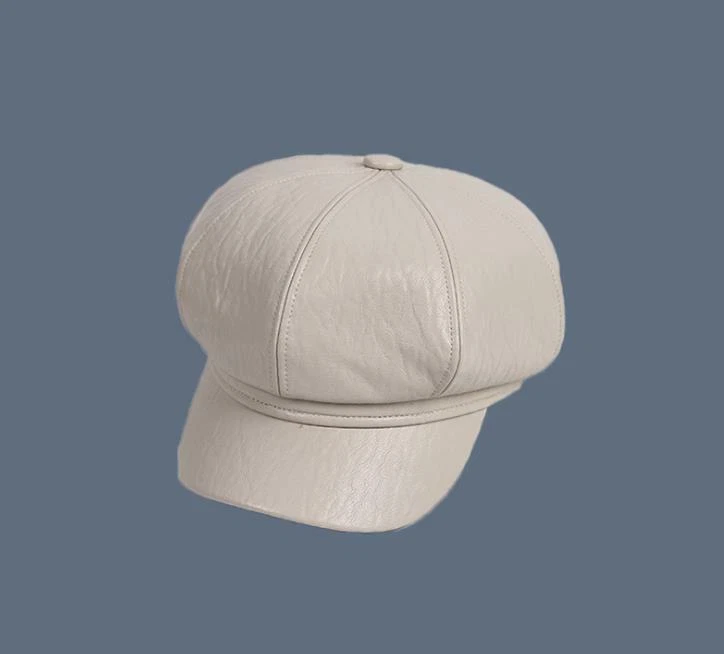 Fashion Ladies Women Girls Leather Baker Boy Peaked Cap Newsboy Hat - Image 1 of 4