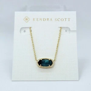 Kendra Scott Elisa Pendant Gold Necklace in Green Cat's Eye Stone - Picture 1 of 3