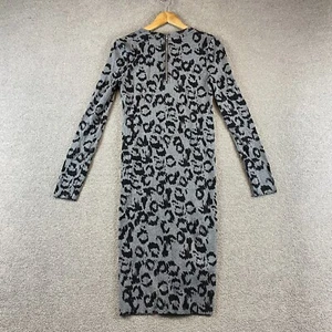 Country Road Women’s Knit Midi Dress M Grey Black Leopard Print Bodycon - Picture 1 of 24