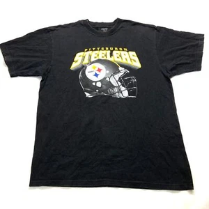 VTG Reebok Pittsburgh Steelers NFL T-Shirt Mens Large Black Cotton Big Helmet - Picture 1 of 12