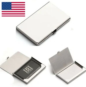Stainless Pocket Business Card Holder Case ID Credit Name Box Steel Wallet - Picture 1 of 13