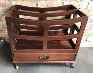 Vintage~MAHOGANY CANTERBURY, MAGAZINE, RECORD RACK w DRAWER-Storage Organizer - Picture 1 of 6