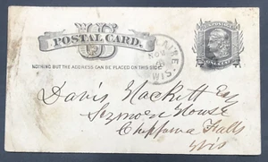 Antique 1885 Liberty Postal Card Postcard Wisconsin Eu Claire WI Fancy Cancel - Picture 1 of 3