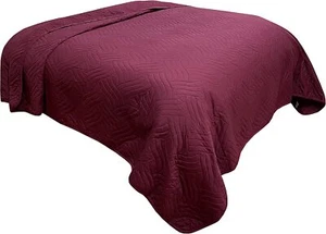 Tagesdecke Bettüberwurf 220x240 cm bordeaux Uni Einfarbig gesteppt Sofaüberwurf - Bild 1 von 5