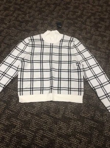 New Abercrombie & Fitch Women's Size Medium Sweater Plaid Black White - Picture 1 of 4