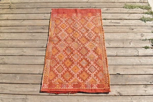 Funda de almohada turca Kilim 23''x37"" tejida a mano Sivas mini alfombra 59x95 cm lana - Imagen 1 de 10