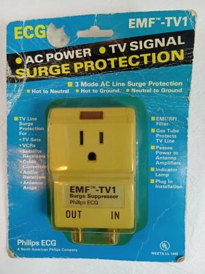 Philips ECG EMF TV1 Surge Protection TV VCR Cable Receivers Antenna NOS Sealed - Image 1 of 3