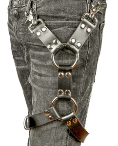Leg Harness Leather Garter with Double Ring Trigger Clasp Punk Gothic Steampunk - Picture 1 of 6