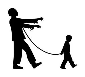 Calcomanía Boy Walking Zombie #1 4"x4.5" Elige Color - Imagen 1 de 2