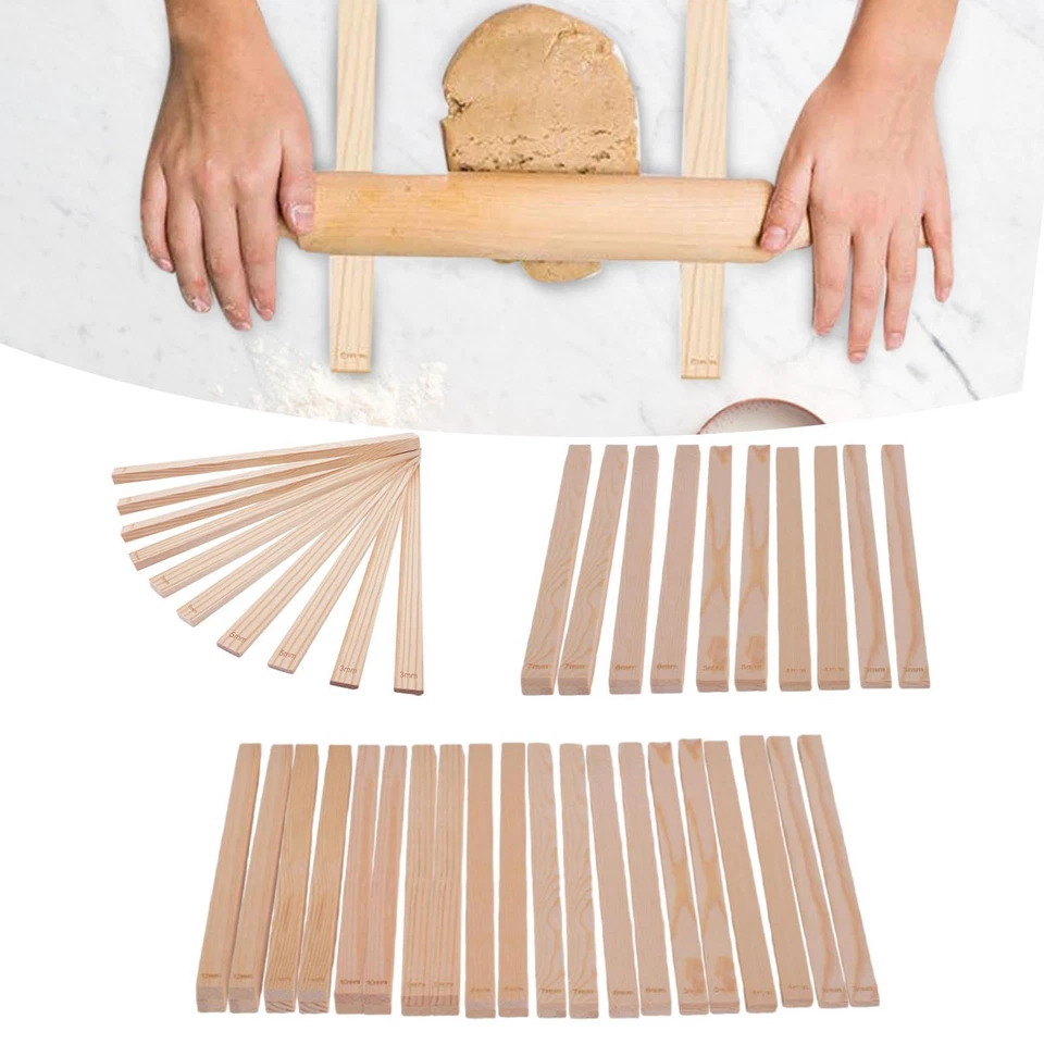 Wooden Rolling Pin Guides Rolling Pin Spacers Sticks Measuring Strips - Image 1 of 1