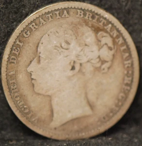 Great Britain, 1881 Shilling, KM734.4, silver, .1682oz, Fine, 5-19 - Picture 1 of 2