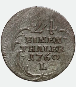 Germany 1760 L 1/24 Thaler German States SAXONY Lithuania Poland Silver coin - Picture 1 of 3
