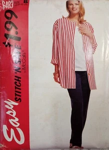 McCALLs 6483 Camicia Vintage Anni 90 Top Pantaloni Sciolti Conici Drop Slit Tg B 18 20 22 24 NON TAGLIATA - Foto 1 di 9