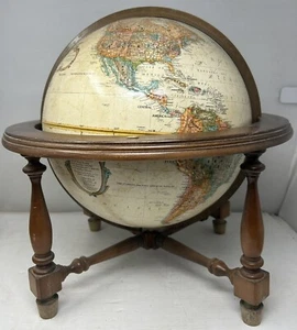 Vintage Replogle 12” Diameter Globe World Classic Series w/Stand Raised&Rotating - Picture 1 of 9