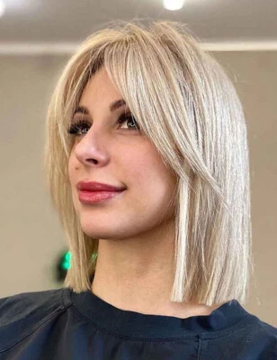 Peluca sintética recta corta rubia Bob segura para el calor moda ropa diaria de fiesta  Foto 1 de 4