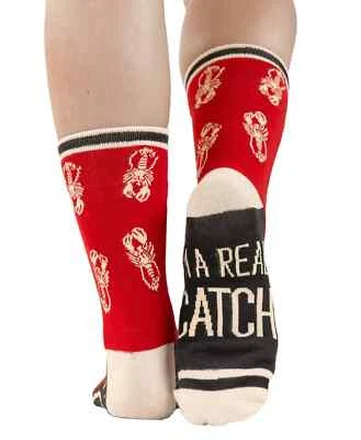 NUEVO CON ETIQUETAS Calcetines Lazy One I'm a Real Catch Langosta Talla 4-8 Hombres 5-10 Mujeres Rojo Novedad Foto 1 de 4