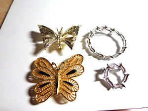 Lot of 5 Vintage Pin/Brooches --- 4 Marked Gerry's - 1 Butterfly is Unmarked