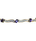 Purple Amethyst diamond tennis bracelet in 14k gold