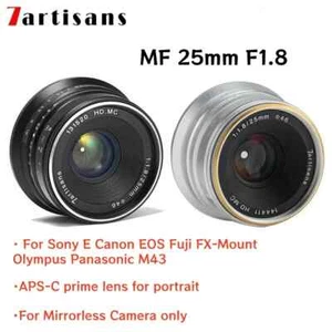 7artisans 25mm F1.8 APS-C MF Prime Lens Fr Sony E Fuji X M4/3 Canon EOS-M Mount - Picture 1 of 19