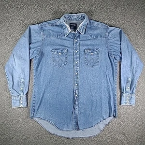 VTG Wrangler Shirt Mens Large Tall Man's Fit Pearl Snap X-Long Tails Distressed - Bild 1 von 16