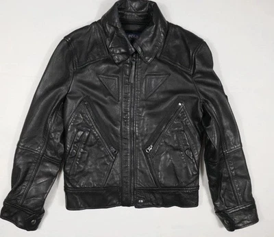 Chaqueta de cuero Ralph Lauren vintage talla grande negra para mujer Foto 1 de 4