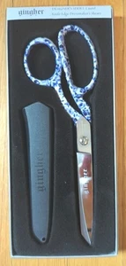 GINGHER *Laurel* Retired Designer Series 8" Dressmaker's Scissors Blue & White - Picture 1 of 3