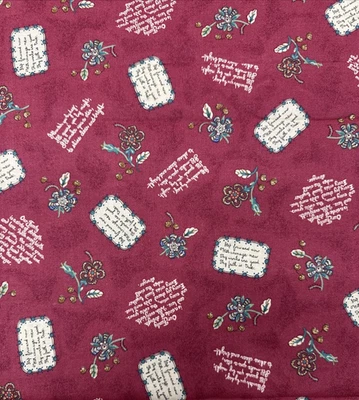 VTG 90s Christian Inspirational Thoughts Red Cotton Fabric  BTHalfY #30 - Image 1 of 4