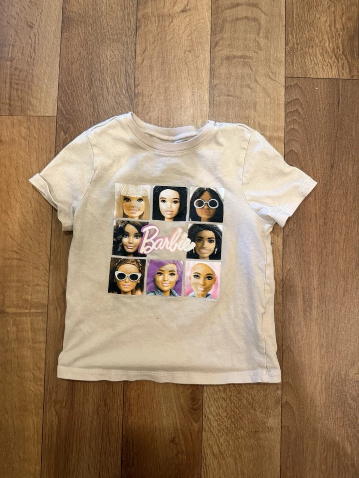 Old Navy Barbie Graphic T-Shirt Kids 4T Short Sleeve Beige Girls Tee - Image 1 of 4