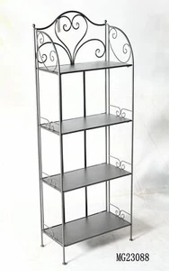SCAFFALE METALLO 4 RIPIANI SALOTTO CUCINA BAGNO INGRESSO PIANTE NERO 133*51*27cm - Foto 1 di 3
