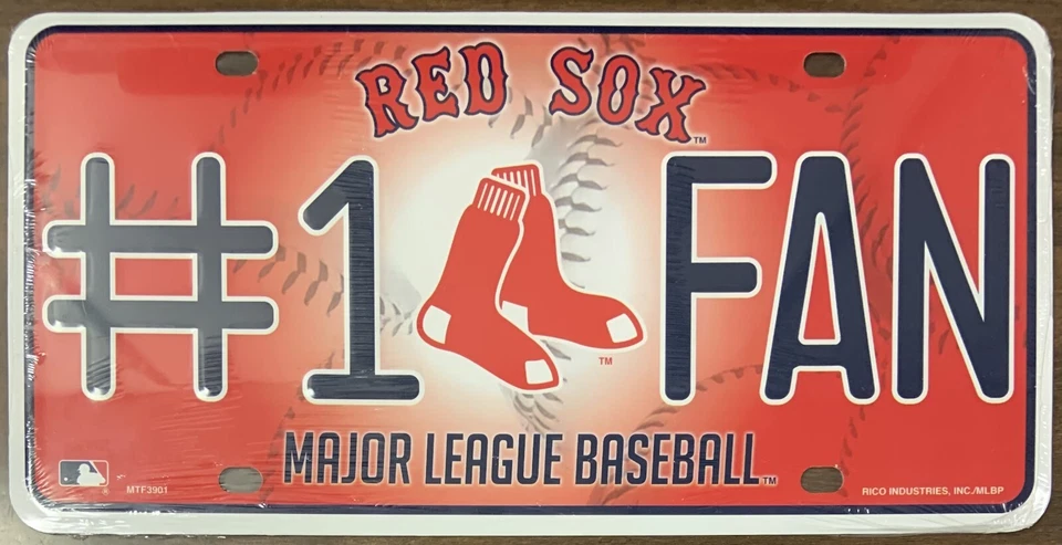 BOSTON RED SOX 6"x12" METAL #1 FAN LICENSE PLATE CAR NEW RICO 👀 - Image 1 of 1