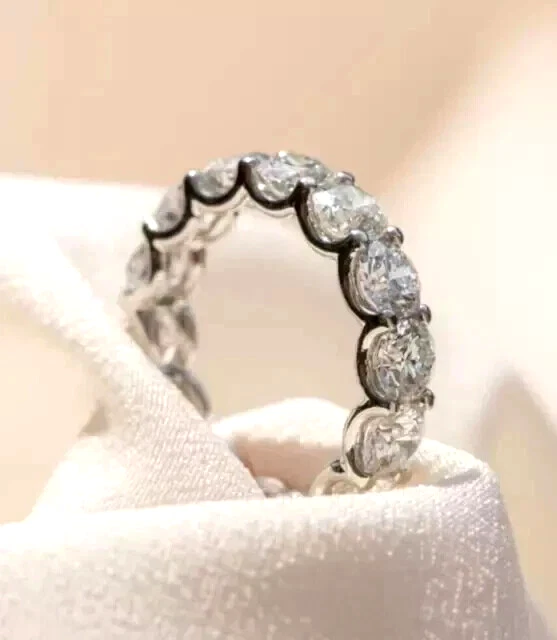 Round Cut Lab-Created Diamond Full Eternity Band Ring 14k White Gold Over 8.00CT - Image 1 of 1