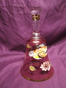 Vintage CZECH/BOHEMIAN Ruby Red Cut to Clear Crystal Bell Bird 5 1/2" Tall - Picture 1 of 6