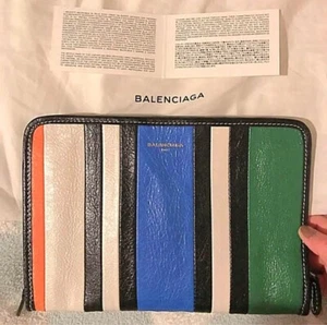BALENCIAGA Clutch Bag Bazar Leather Black Blue Multicolor Authentic Used - Picture 1 of 4